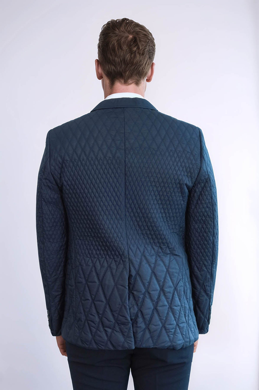 WSS Slim Fit Navy Blue Quilted Blazer  - Marana