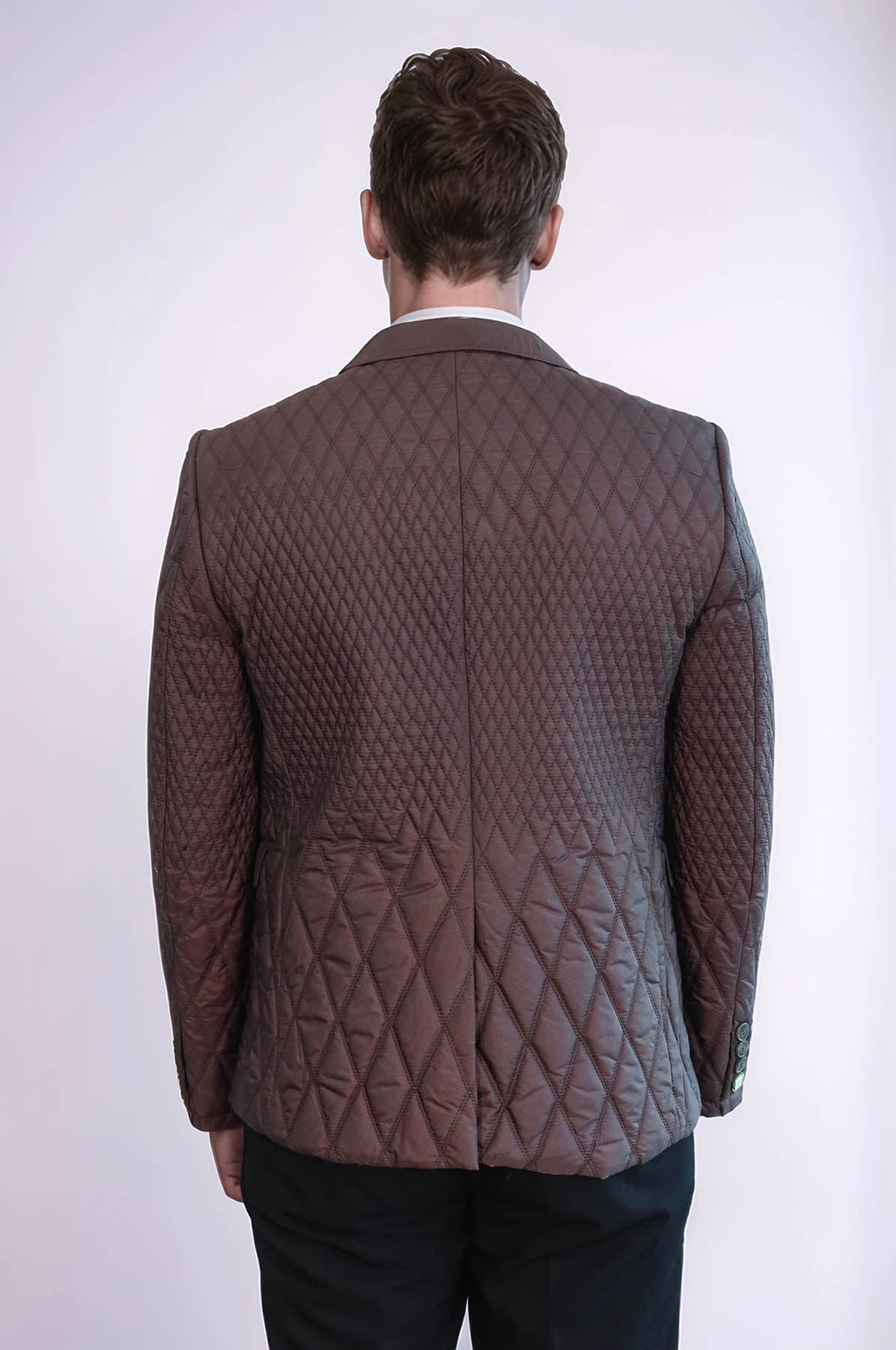 WSS Slim Fit Brown Quilted Blazer  - Utica