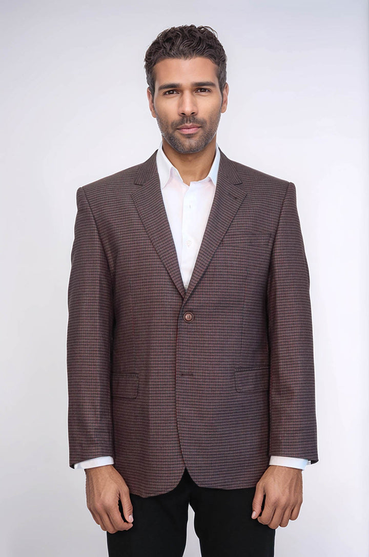 WSS 4 Drop Checkered Burgundy Jacket- - Roanoke