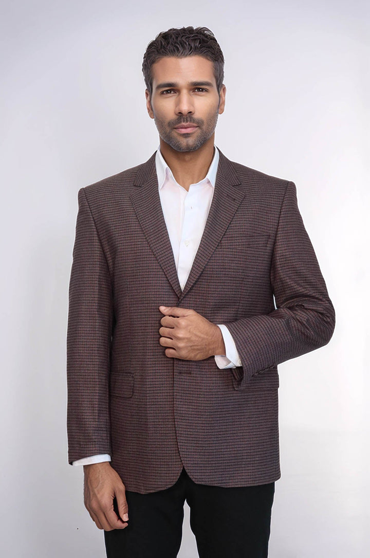 WSS 4 Drop Checkered Burgundy Jacket- - Roanoke