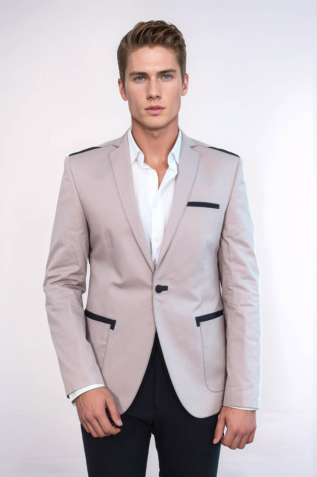 WSS 3 pocket Single Button Cotton Shoulder Stitched Light pink Jacket- - Cuxhaven