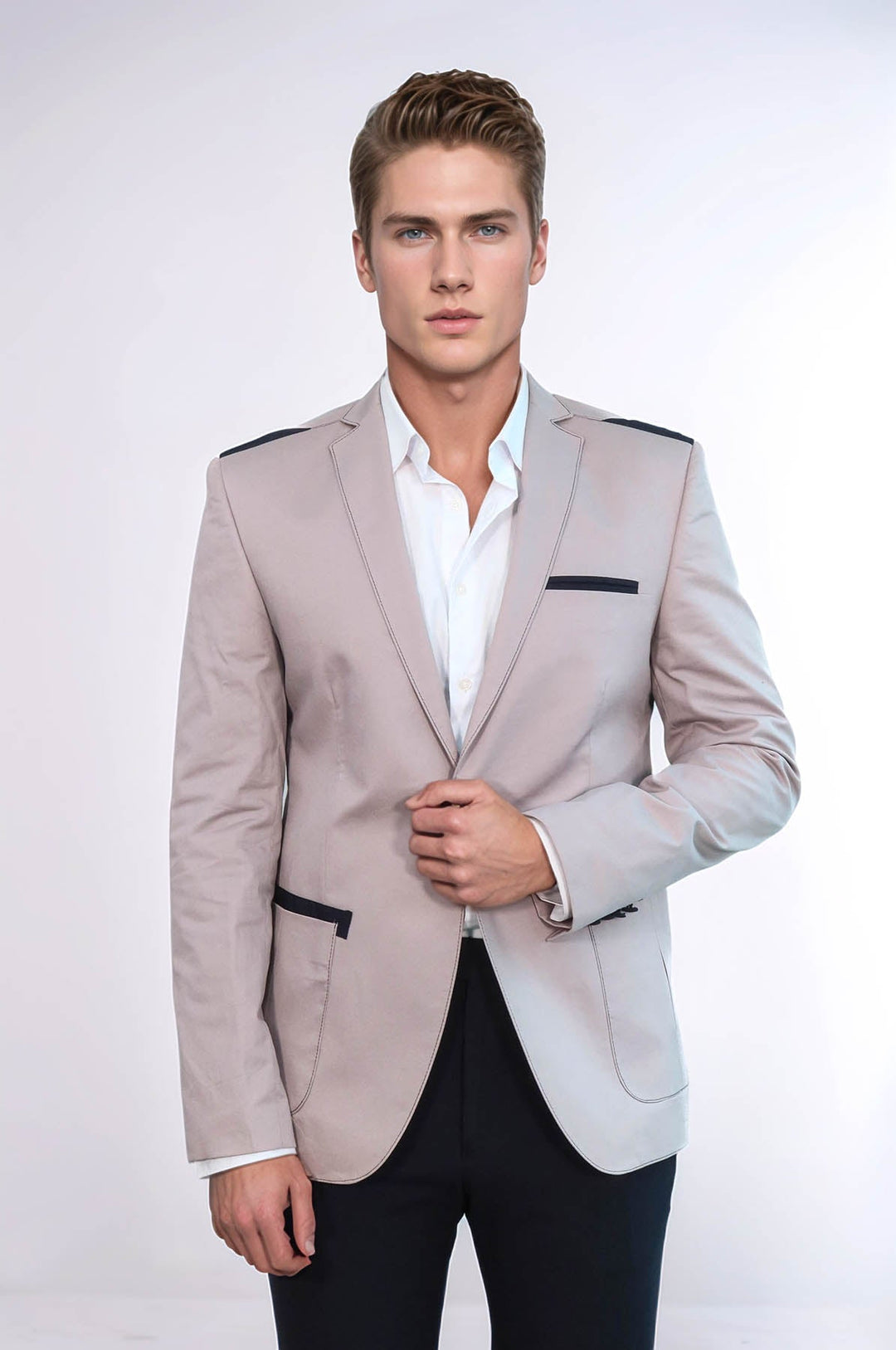 WSS 3 pocket Single Button Cotton Shoulder Stitched Light pink Jacket- - Cuxhaven