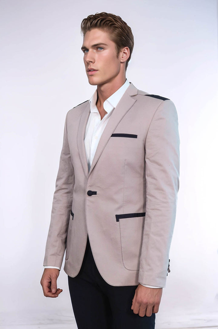 WSS 3 pocket Single Button Cotton Shoulder Stitched Light pink Jacket- - Cuxhaven