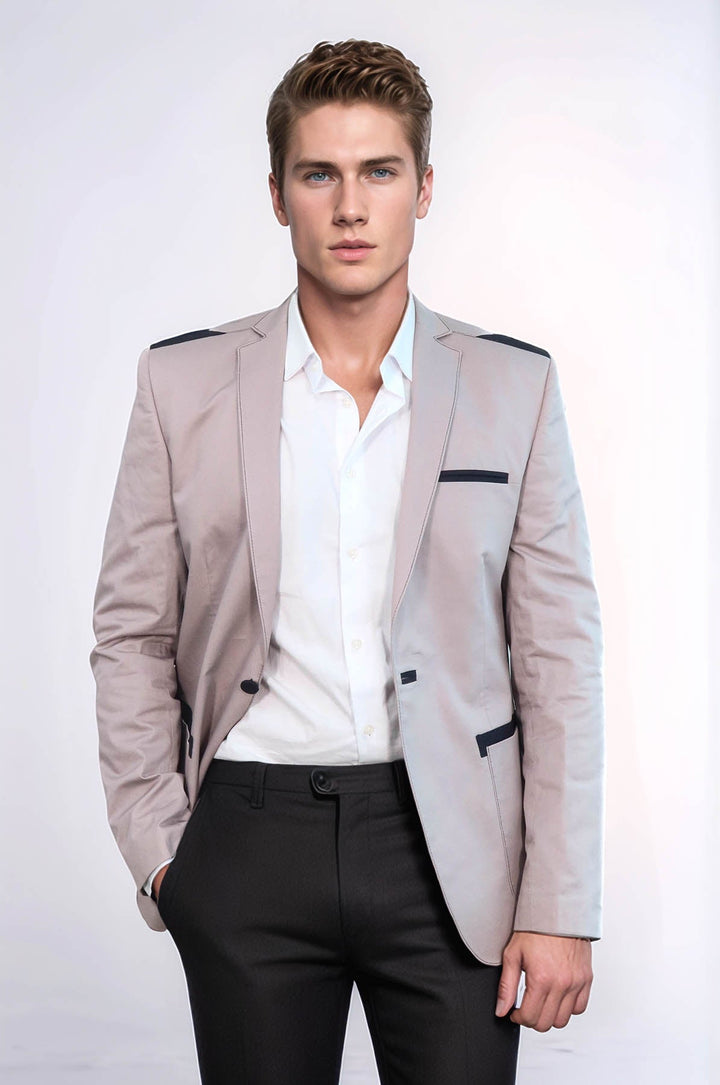 WSS 3 pocket Single Button Cotton Shoulder Stitched Light pink Jacket- - Cuxhaven