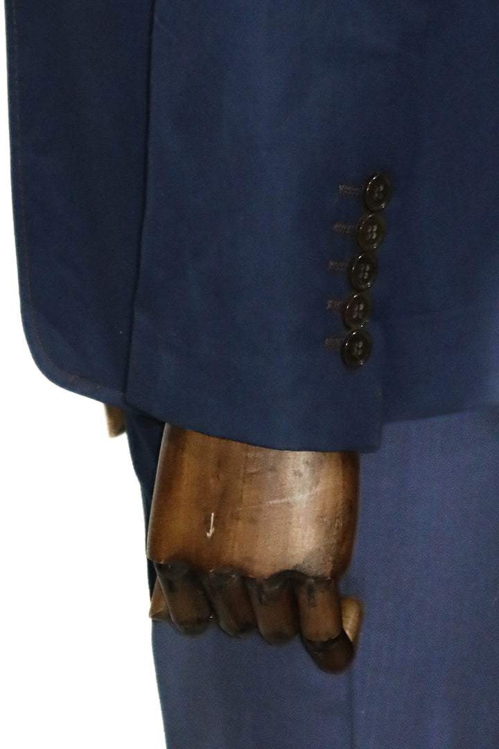 WSS Single Button Cotton Mono Lapel Dark Blue Jacket- - Belfort