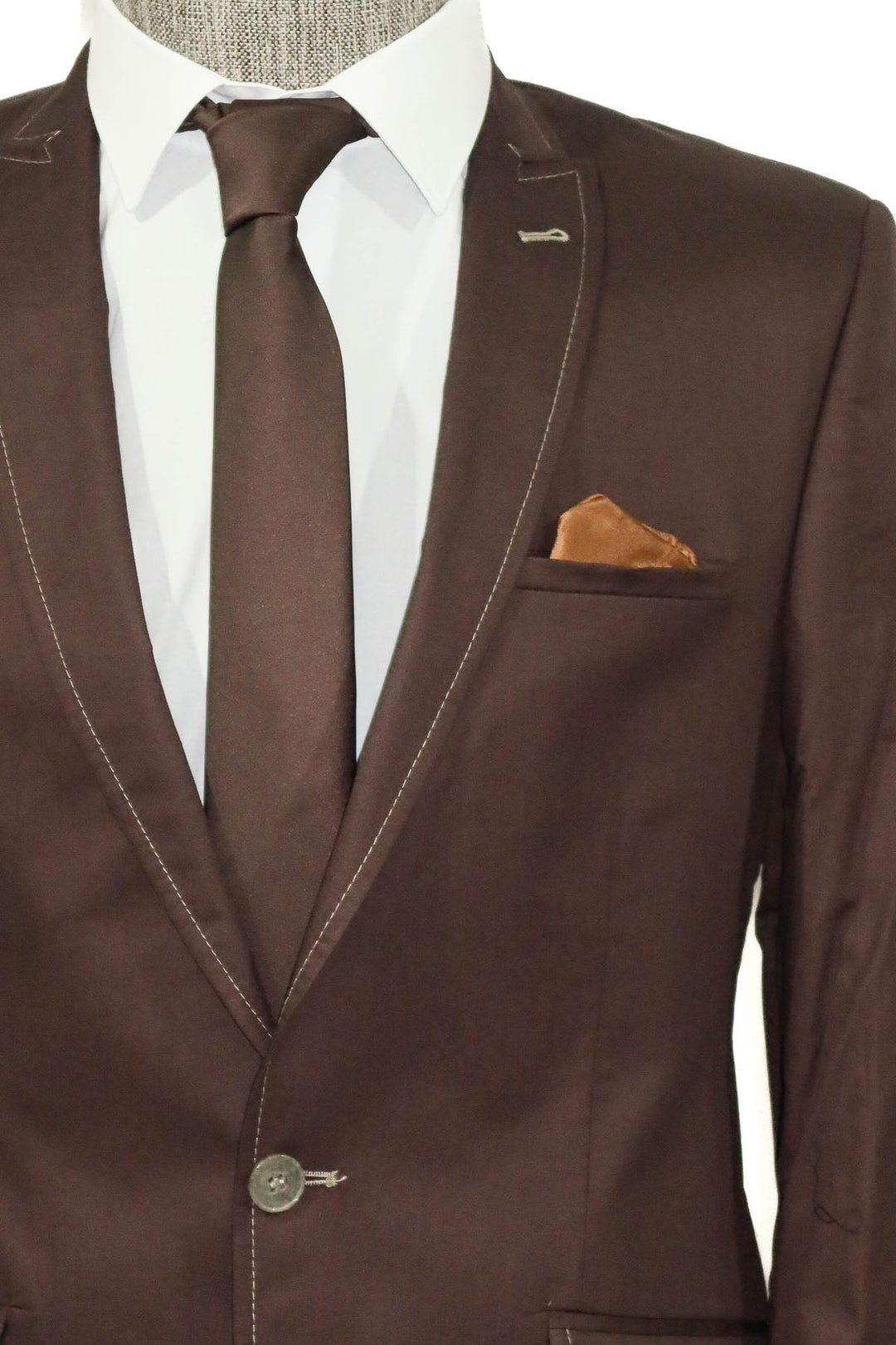 WSS Single Button Cotton Mono Lapel Brown Jacket- - Vlissingen