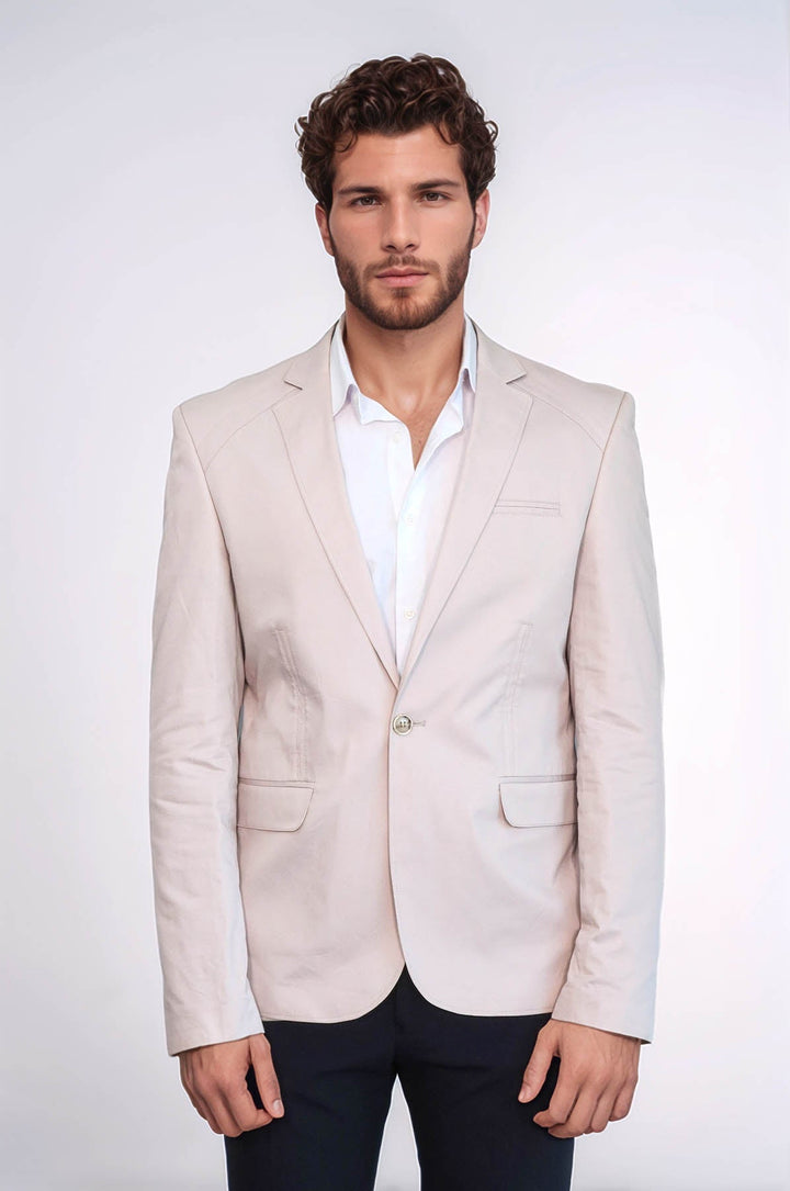 WSS 3 pocket Single Button Cotton Grey Jacket- - Francavilla Fontana