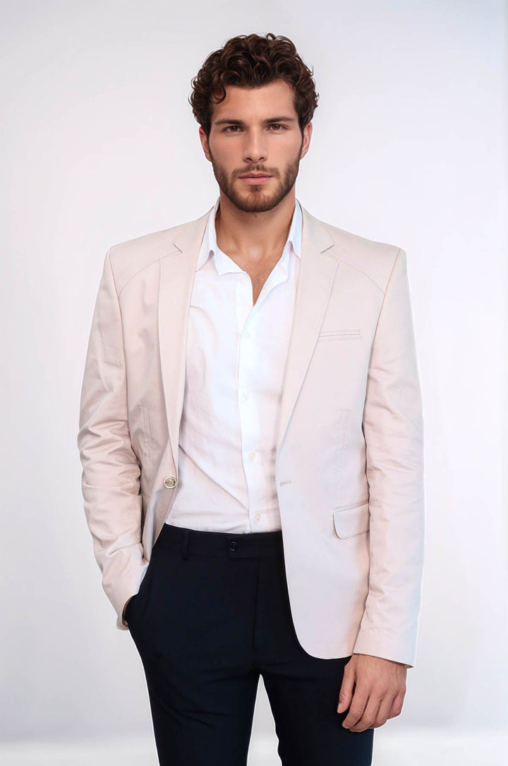 WSS 3 pocket Single Button Cotton Grey Jacket- - Francavilla Fontana