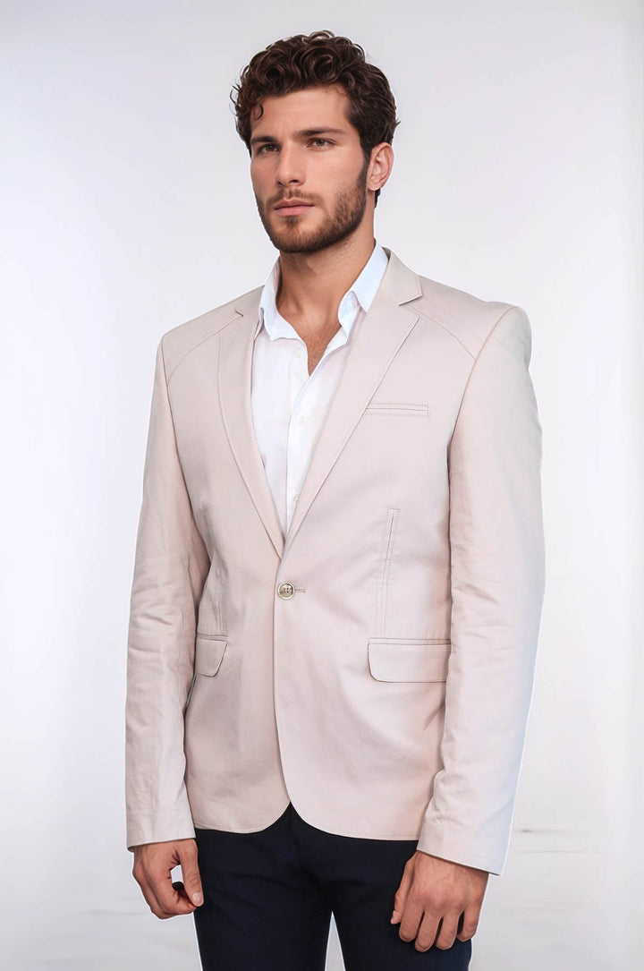 WSS 3 pocket Single Button Cotton Grey Jacket- - Francavilla Fontana