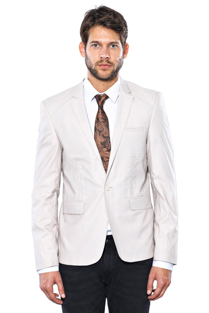 WSS 3 pocket Single Button Cotton Grey Jacket- - Singen