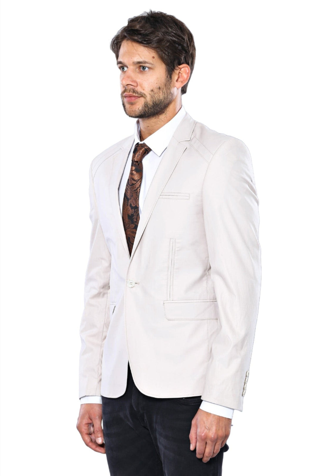 WSS 3 pocket Single Button Cotton Grey Jacket- - Singen