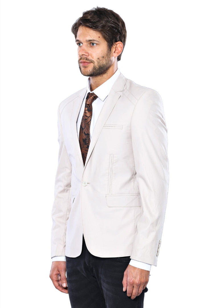 WSS 3 pocket Single Button Cotton Grey Jacket- - Singen