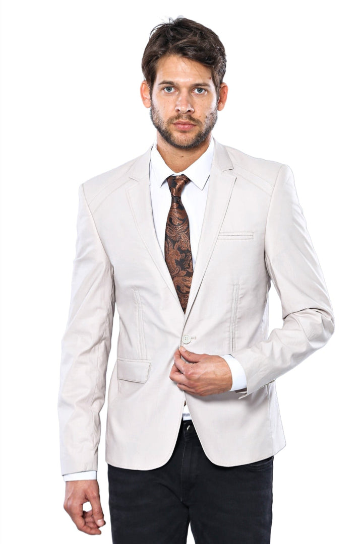 WSS 3 pocket Single Button Cotton Grey Jacket- - Singen