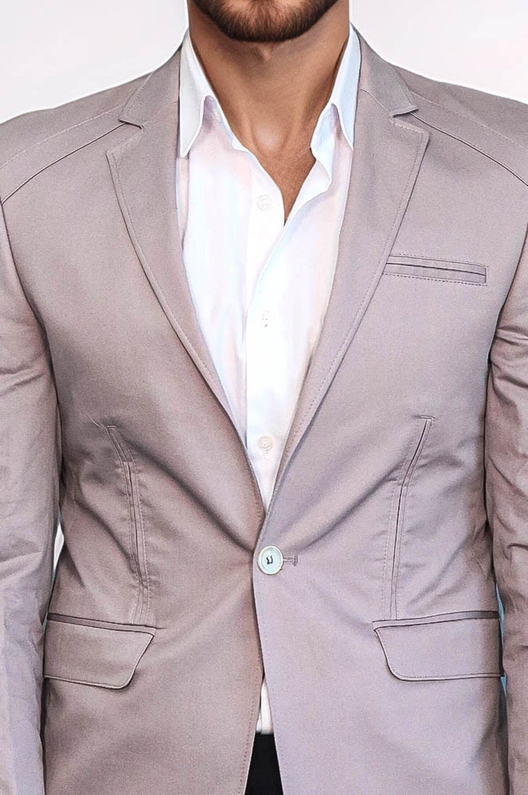WSS 3 pocket Single Button Cotton Beige Jacket- - West Orange