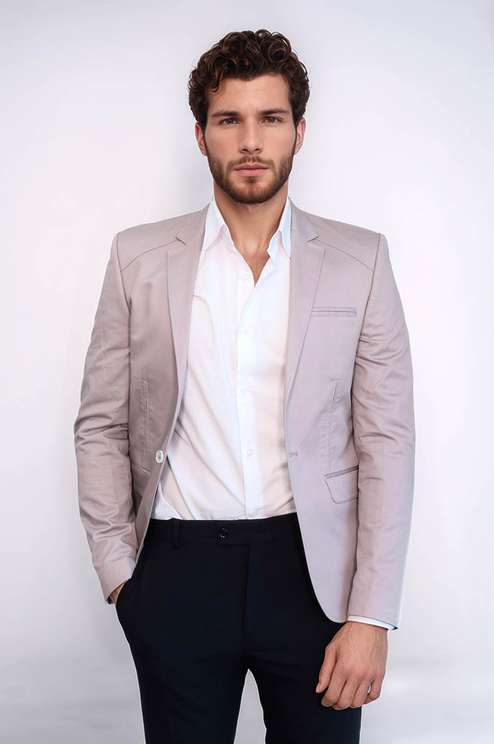 WSS 3 pocket Single Button Cotton Beige Jacket- - West Orange