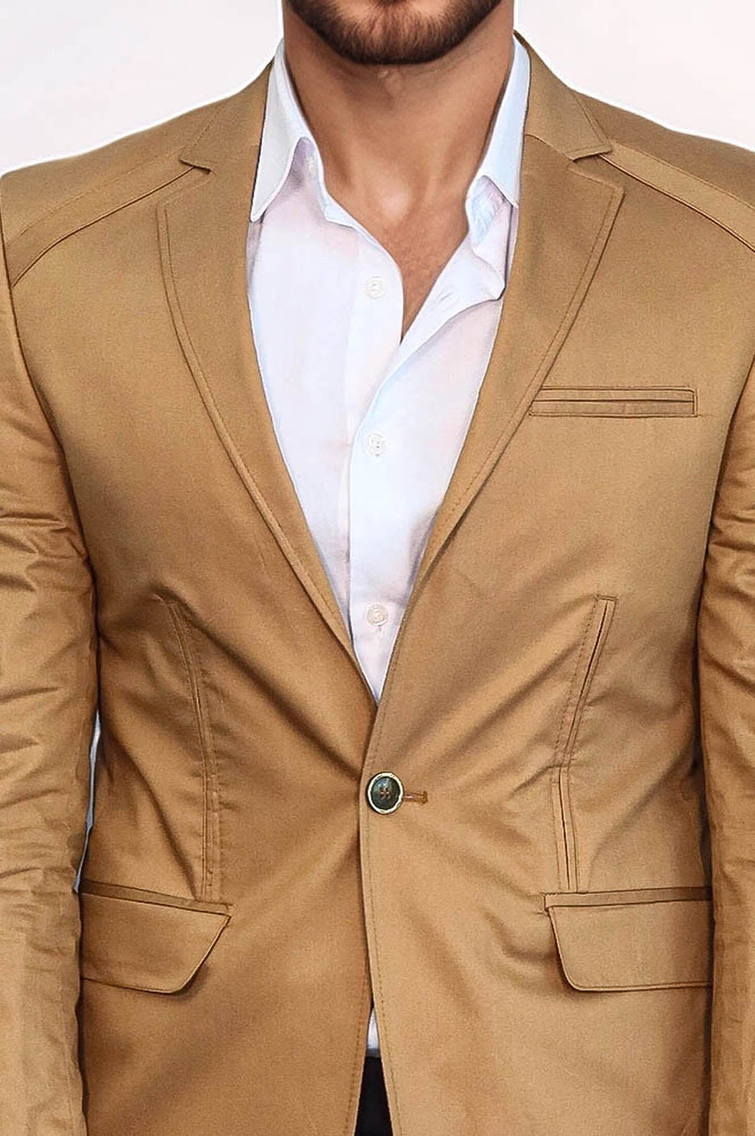 WSS 3 pocket Single Button Cotton Tan Jacket- - Oakton