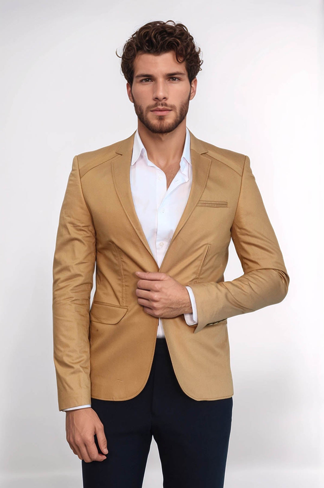 WSS 3 pocket Single Button Cotton Tan Jacket- - Oakton