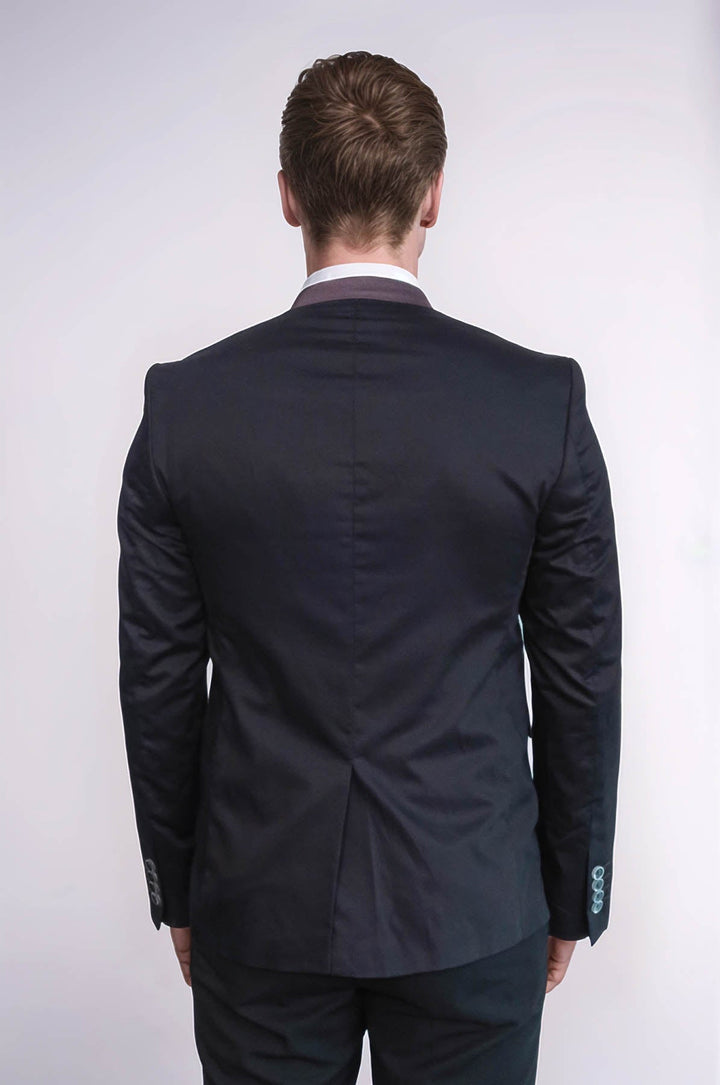 WSS Single Button Standing Collar Black Men Blazer  - Rochdale