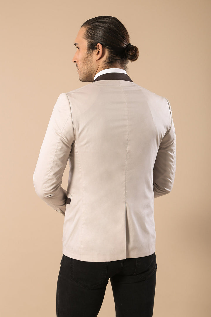 WSS Single Button Standing Collar Cream Men Blazer  - Port Huron
