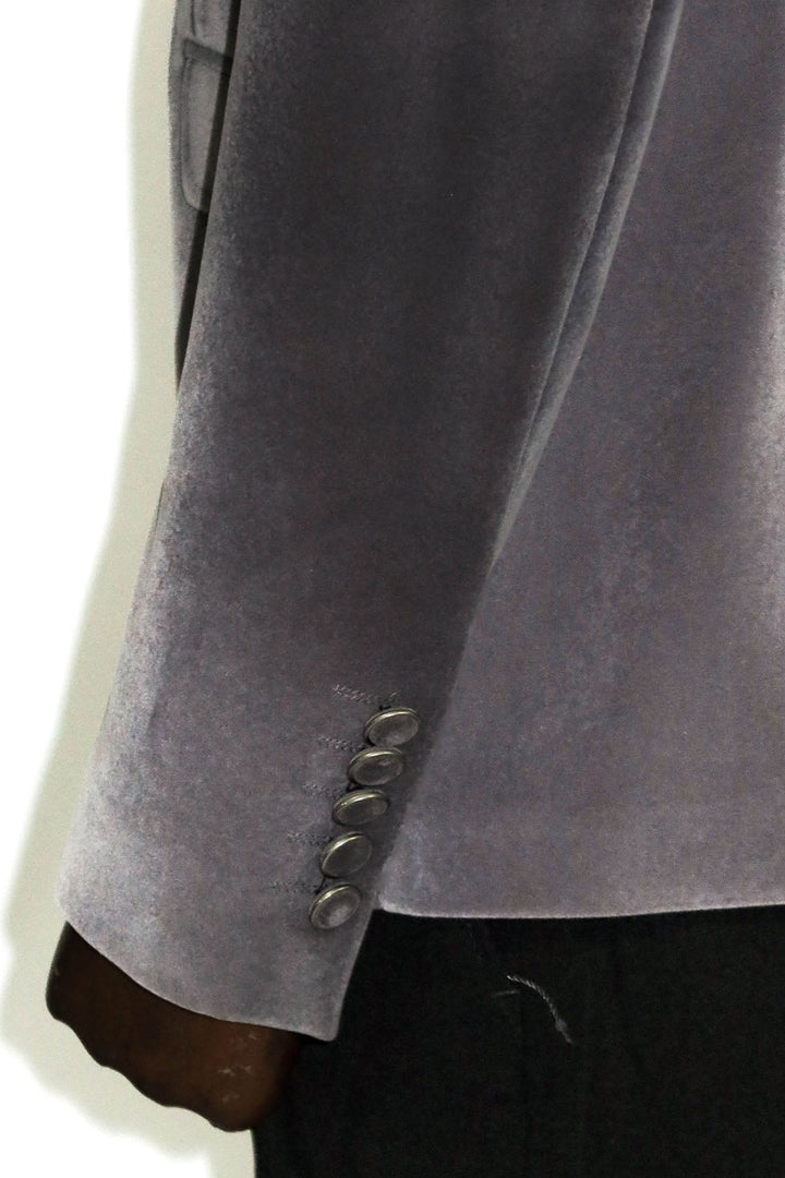 WSS Velvet Slim Fit Grey Men Blazer  - Acatlán de Pérez Figueroa