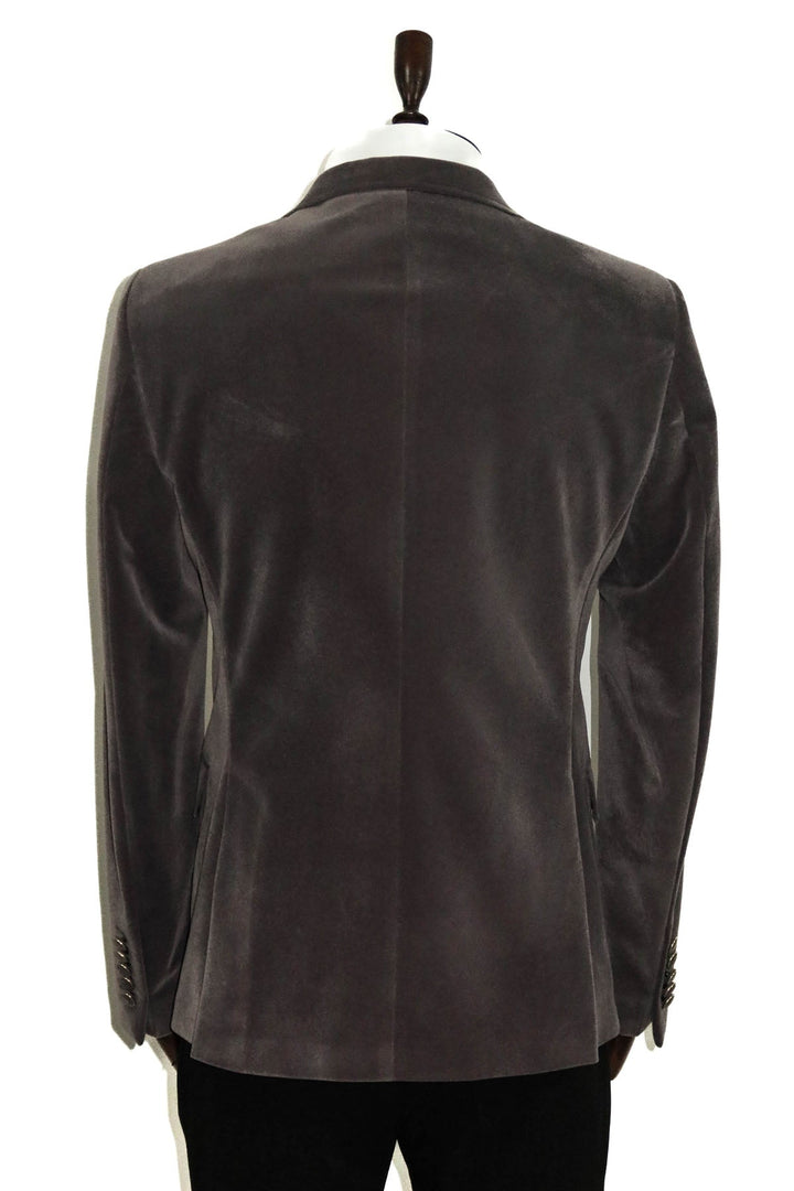 WSS Velvet Slim Fit Grey Men Blazer  - Acatlán de Pérez Figueroa