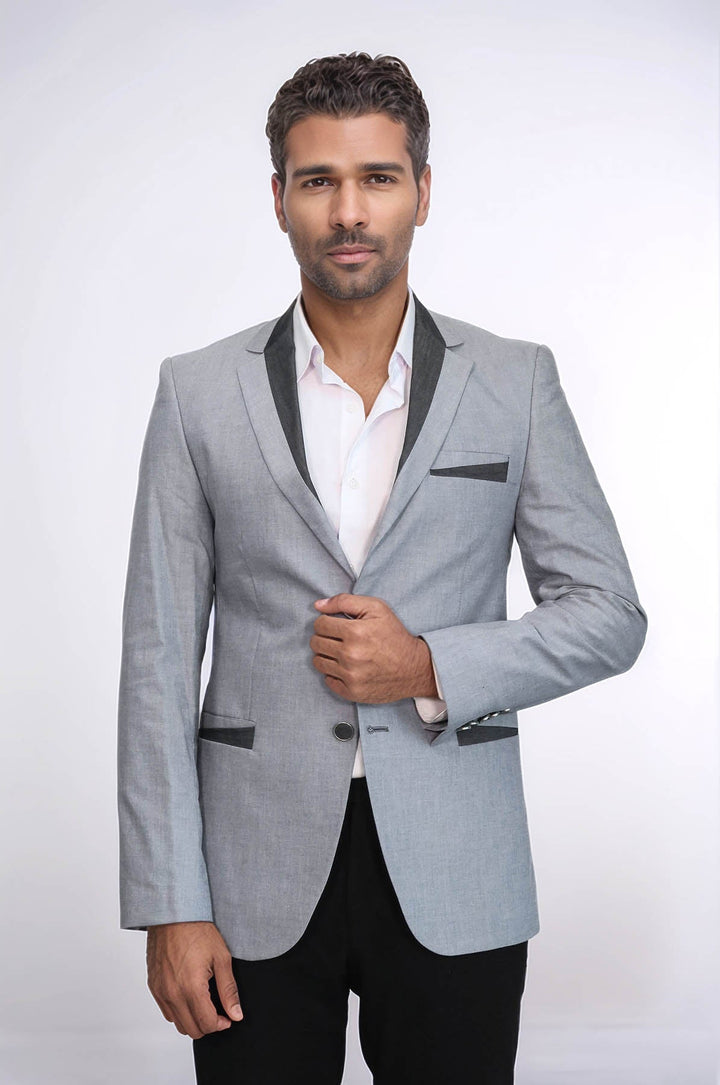 WSS 3 Pockets 2 Buttons Cross Piping Grey Jacket- - Seregno