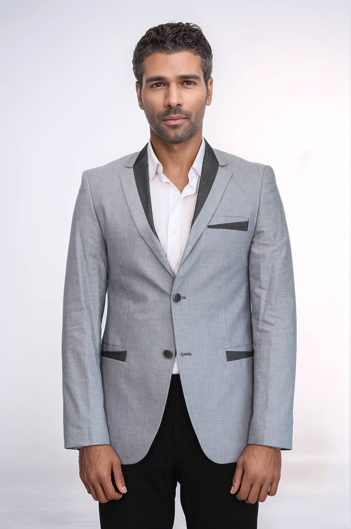 WSS 3 Pockets 2 Buttons Cross Piping Grey Jacket- - Seregno