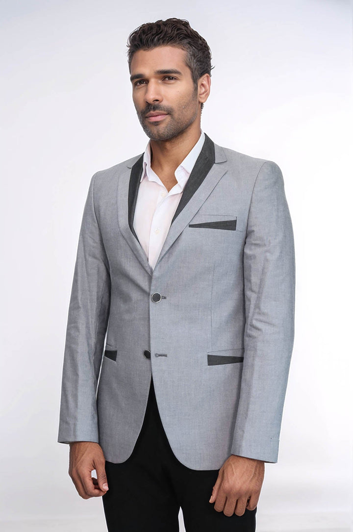 WSS 3 Pockets 2 Buttons Cross Piping Grey Jacket- - Seregno