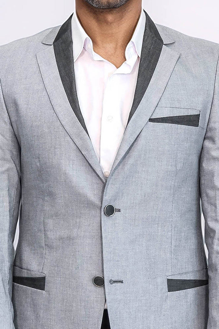 WSS 3 Pockets 2 Buttons Cross Piping Grey Jacket- - Bartlett