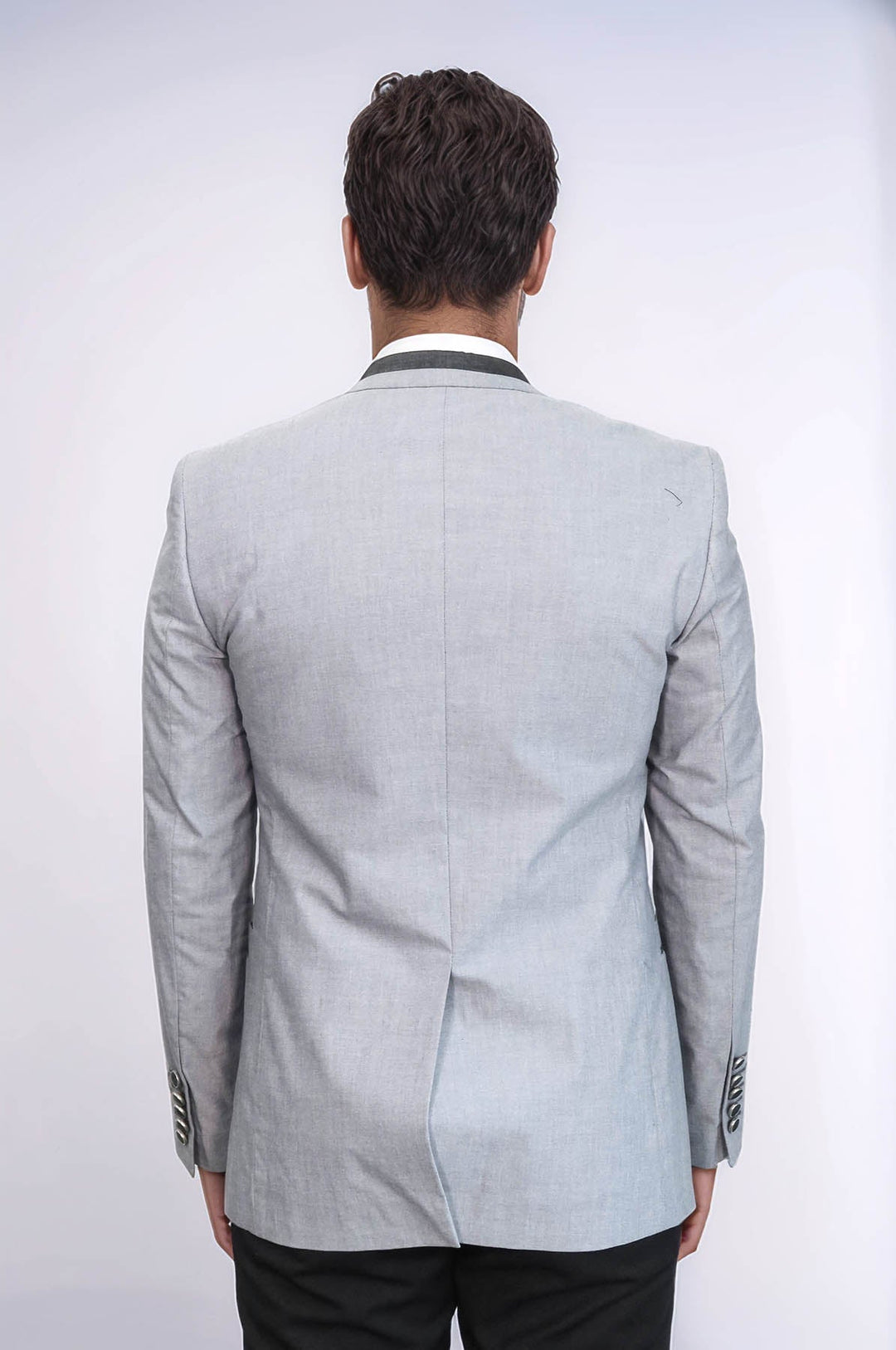 WSS 3 Pockets 2 Buttons Cross Piping Grey Jacket- - Bartlett