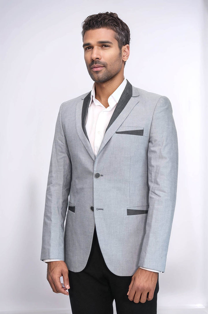 WSS 3 Pockets 2 Buttons Cross Piping Grey Jacket- - Bartlett