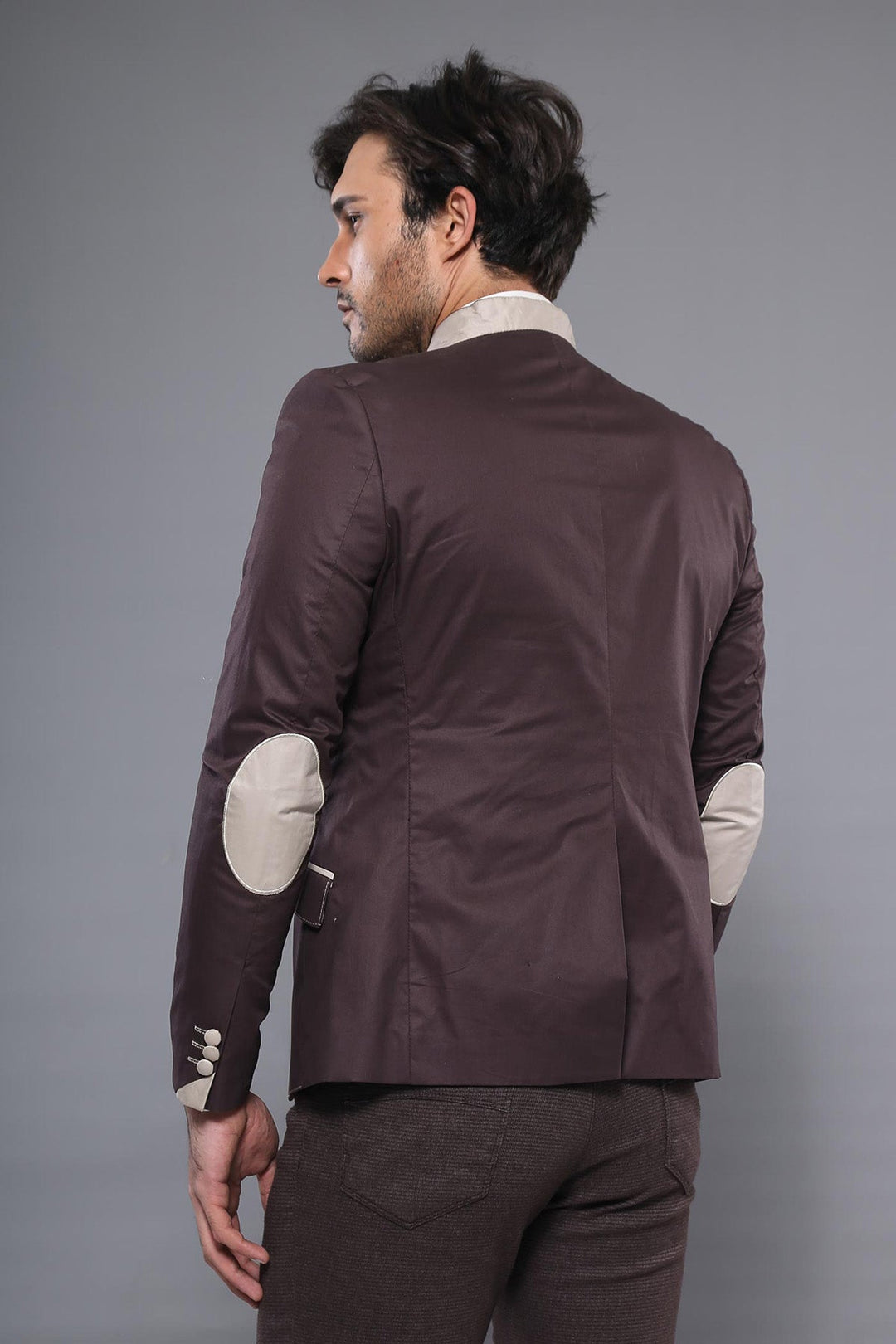 WSS Single Button Collar Garni Tippet Brown Jacket- - South Shields