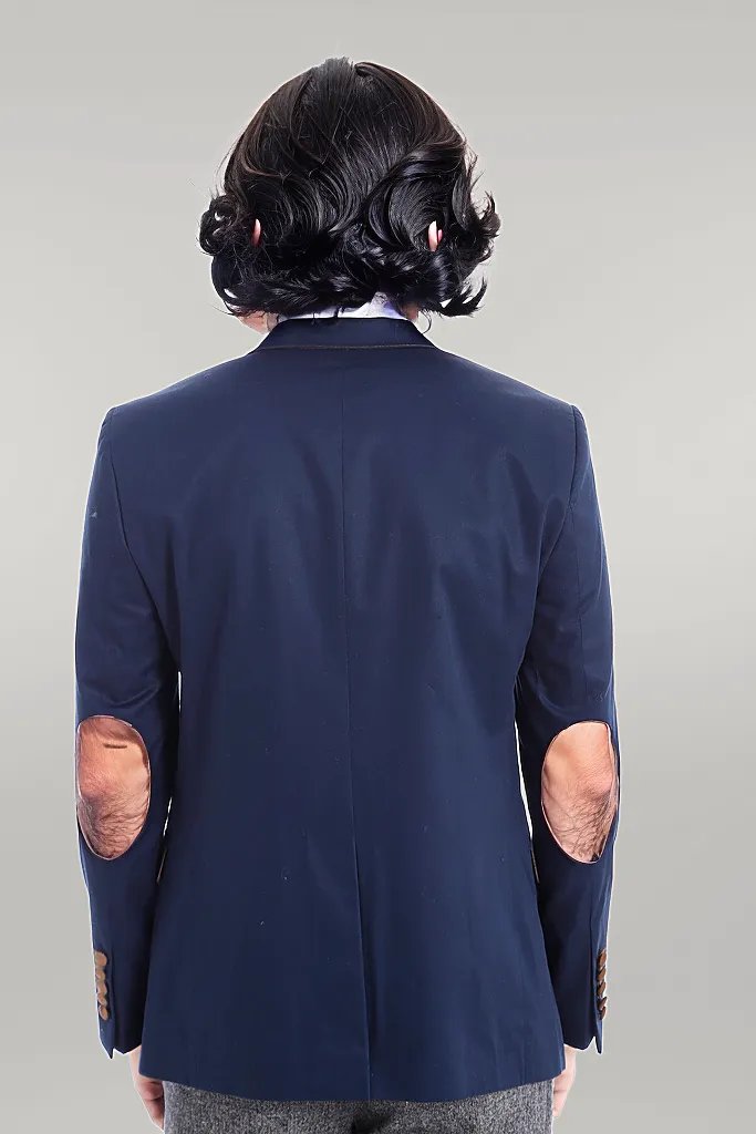 WSS 2 Buttons 3 Pockets Crested Cotton Blue Jacket  - Singen
