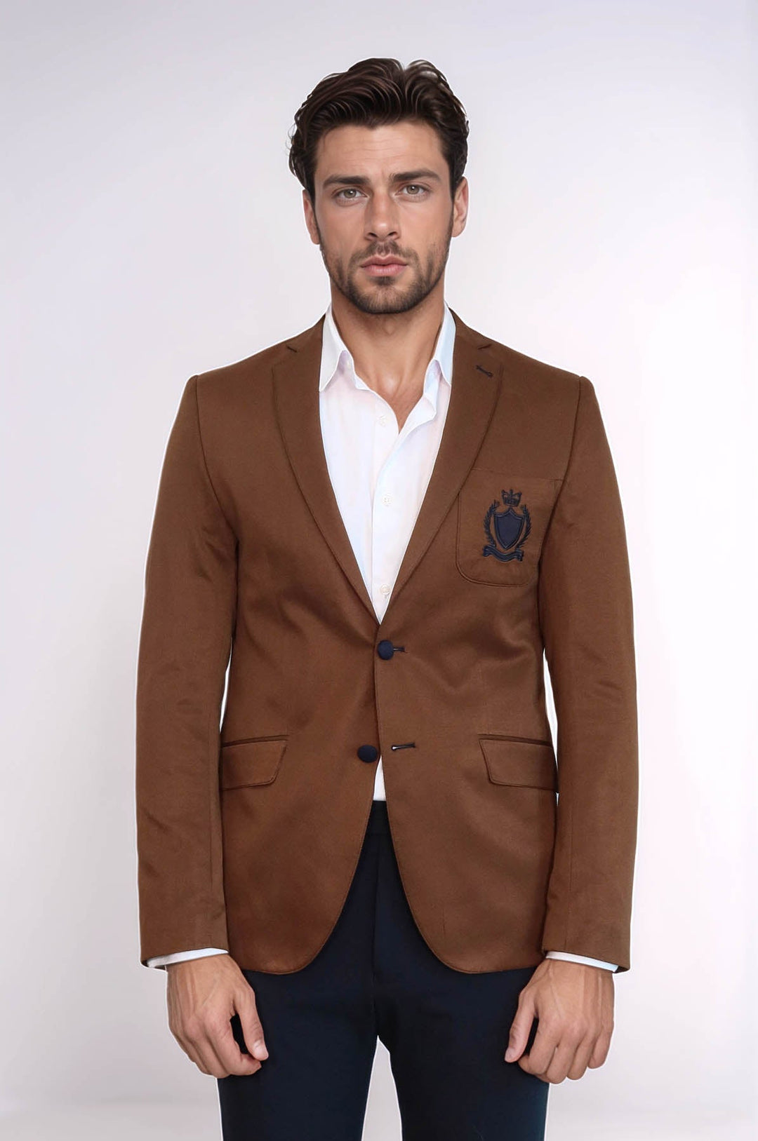 WSS 2 Buttons 3 Pockets Crested Cotton Tan Jacket - Kaarst