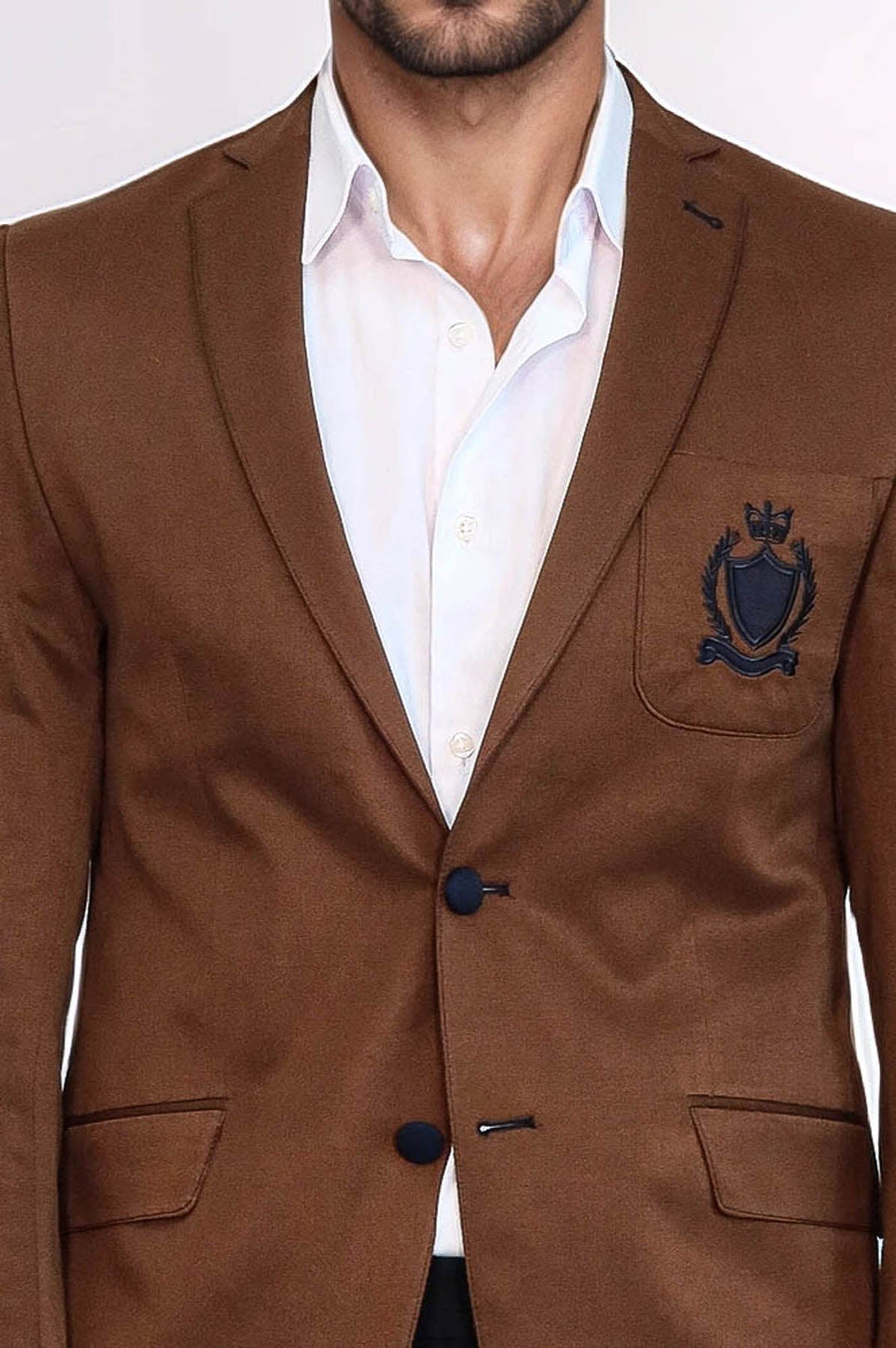 WSS 2 Buttons 3 Pockets Crested Cotton Tan Jacket - Kaarst