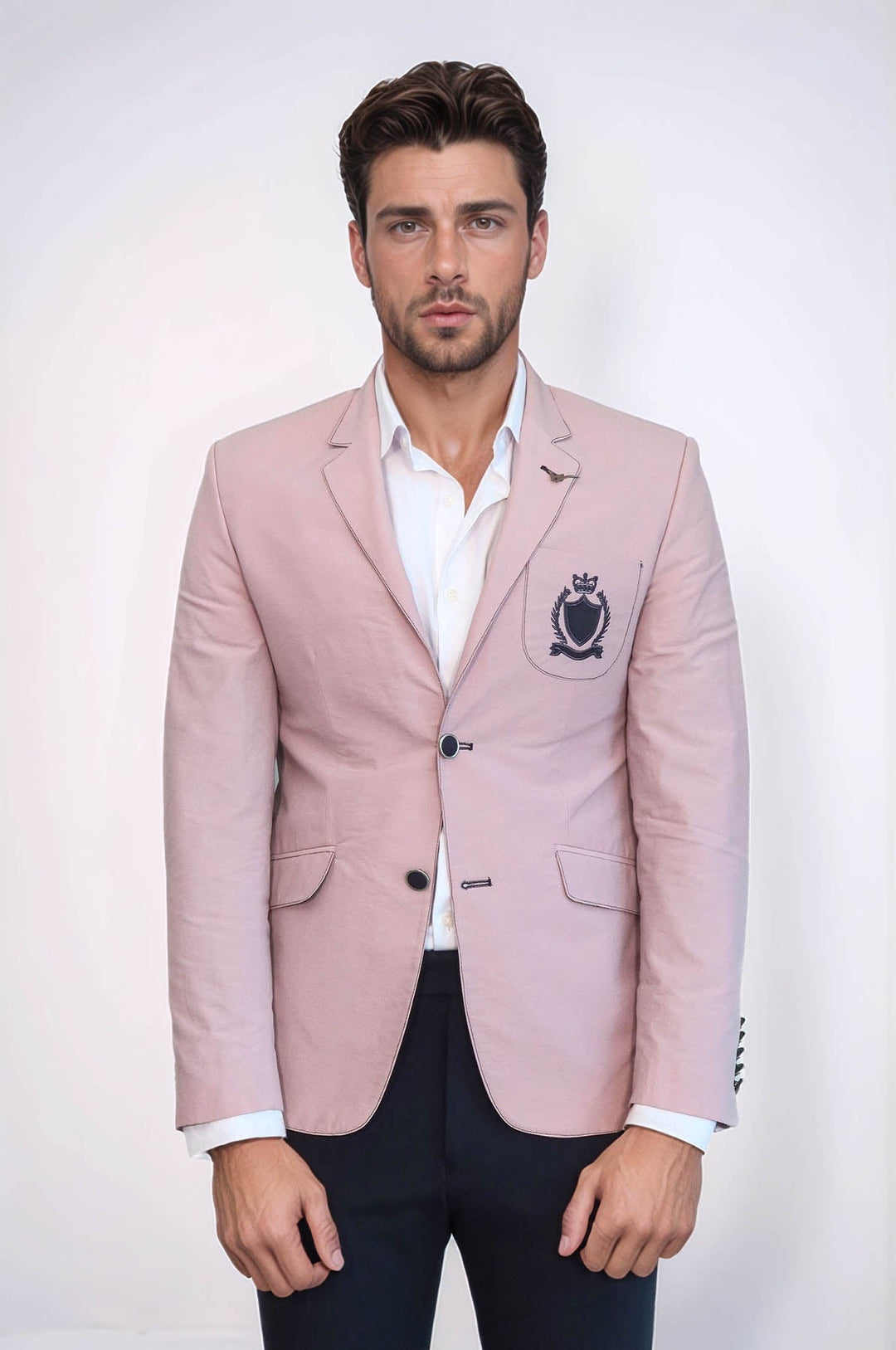 WSS 2 Buttons 3 Pockets Crested Cotton Beige Jacket - Terrebonne