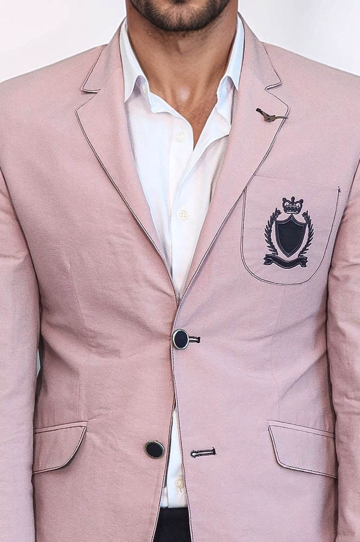 WSS 2 Buttons 3 Pockets Crested Cotton Beige Jacket - Terrebonne