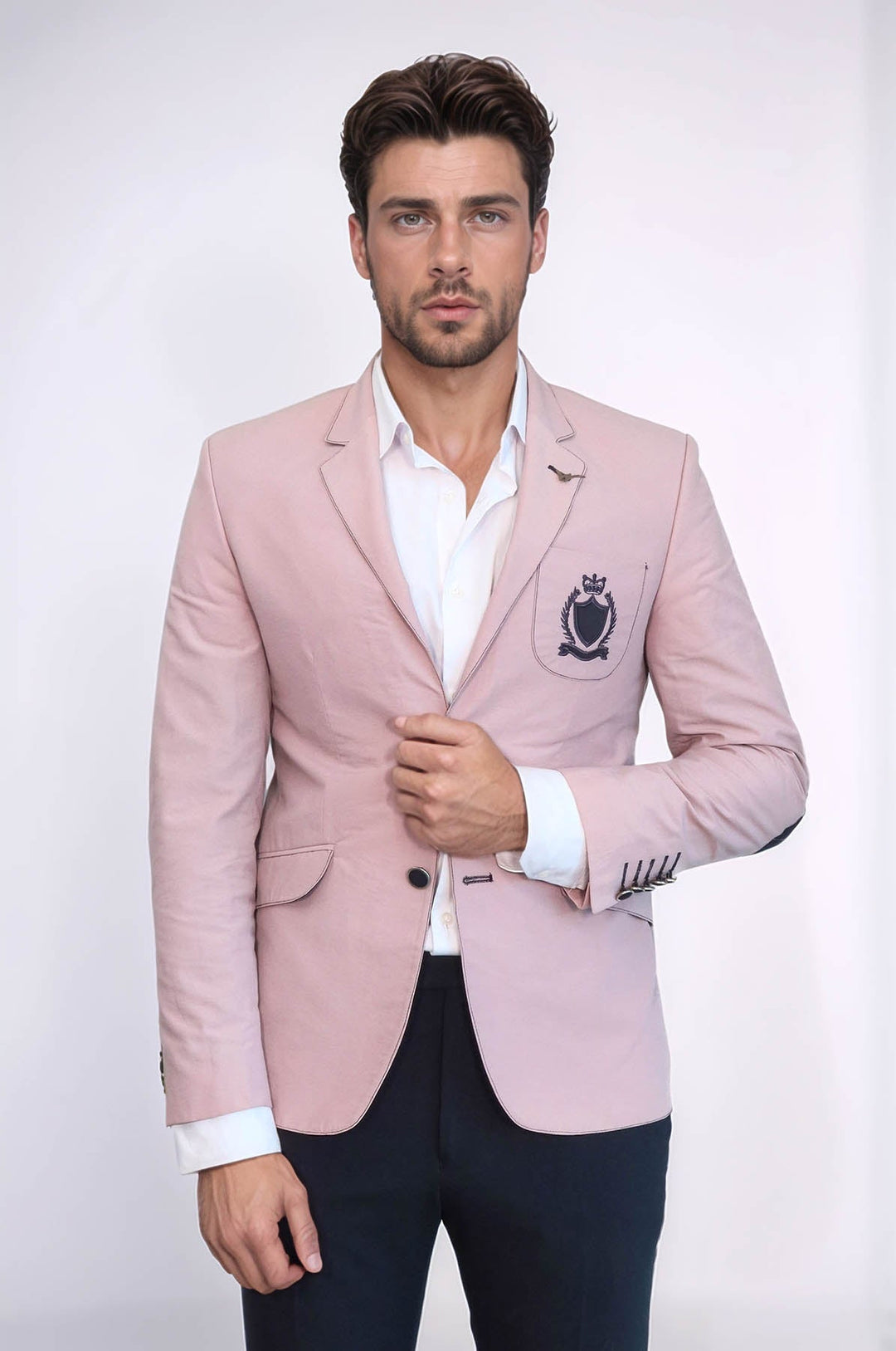 WSS 2 Buttons 3 Pockets Crested Cotton Beige Jacket - Terrebonne