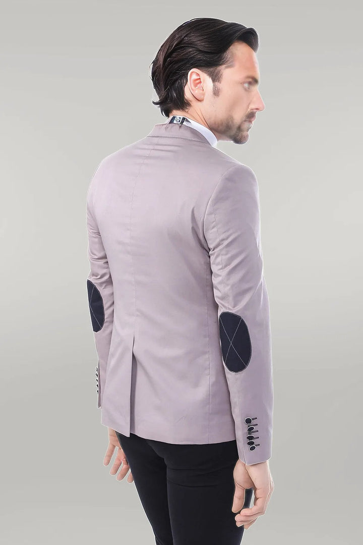 WSS 2 Buttons 3 Pockets Crested Cotton Beige Jacket - Singen