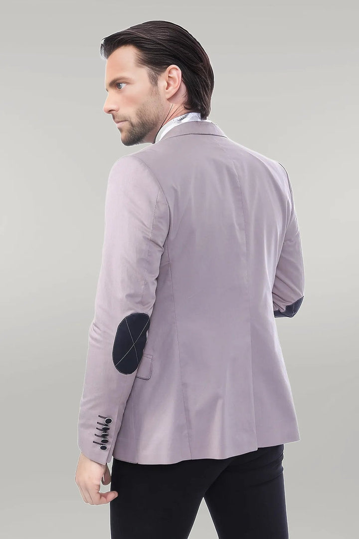 WSS 2 Buttons 3 Pockets Crested Cotton Beige Jacket - Singen