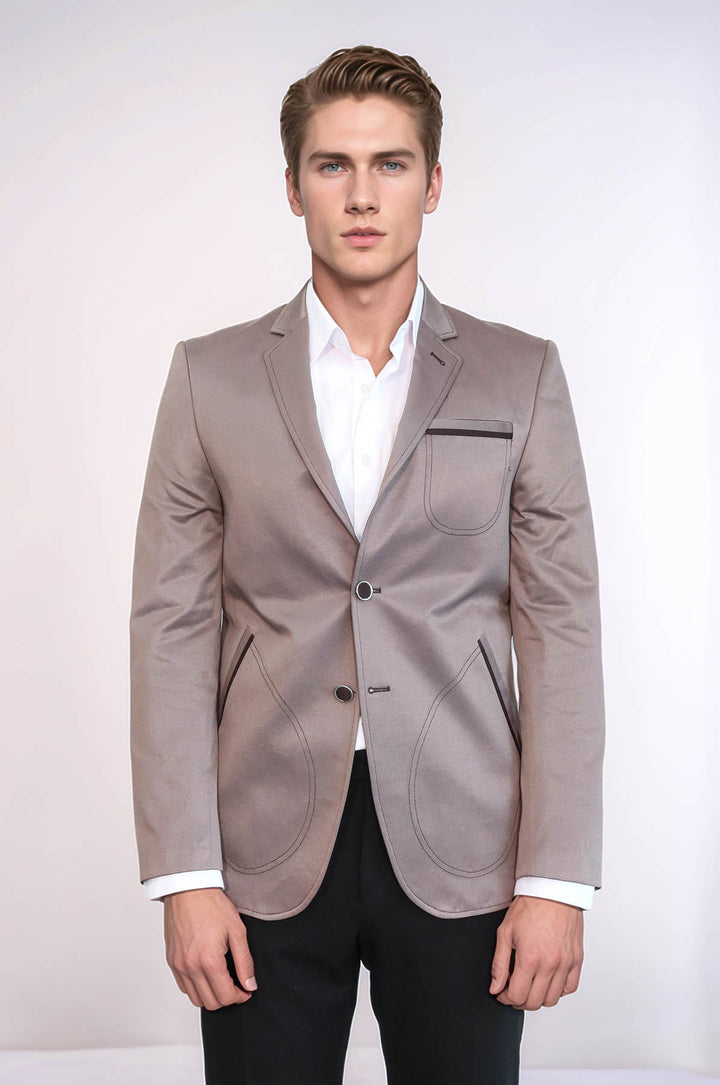 WSS Beige Blazer With Patch Pockets  - Fall River