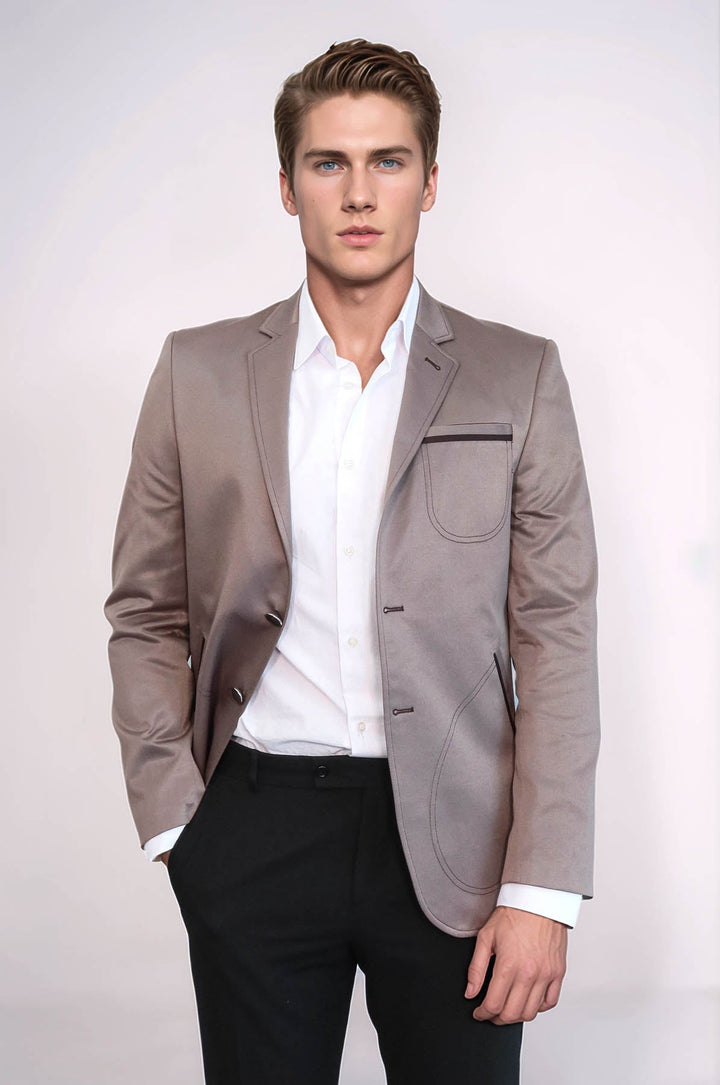 WSS Beige Blazer With Patch Pockets  - Fall River