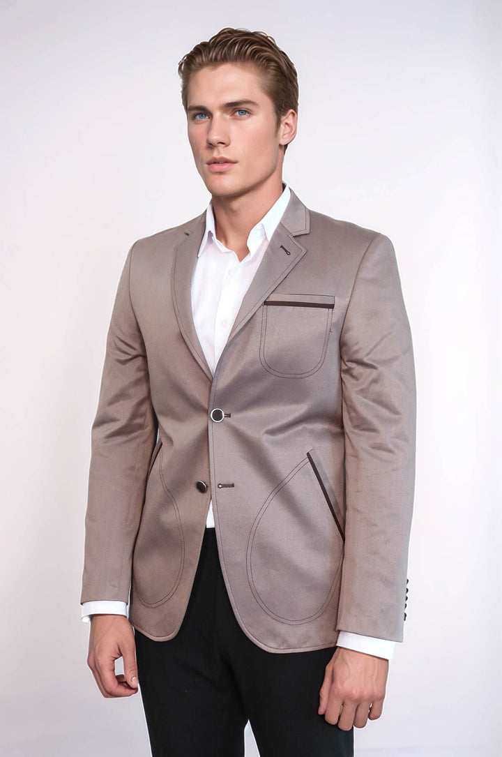 WSS Beige Blazer With Patch Pockets  - Fall River