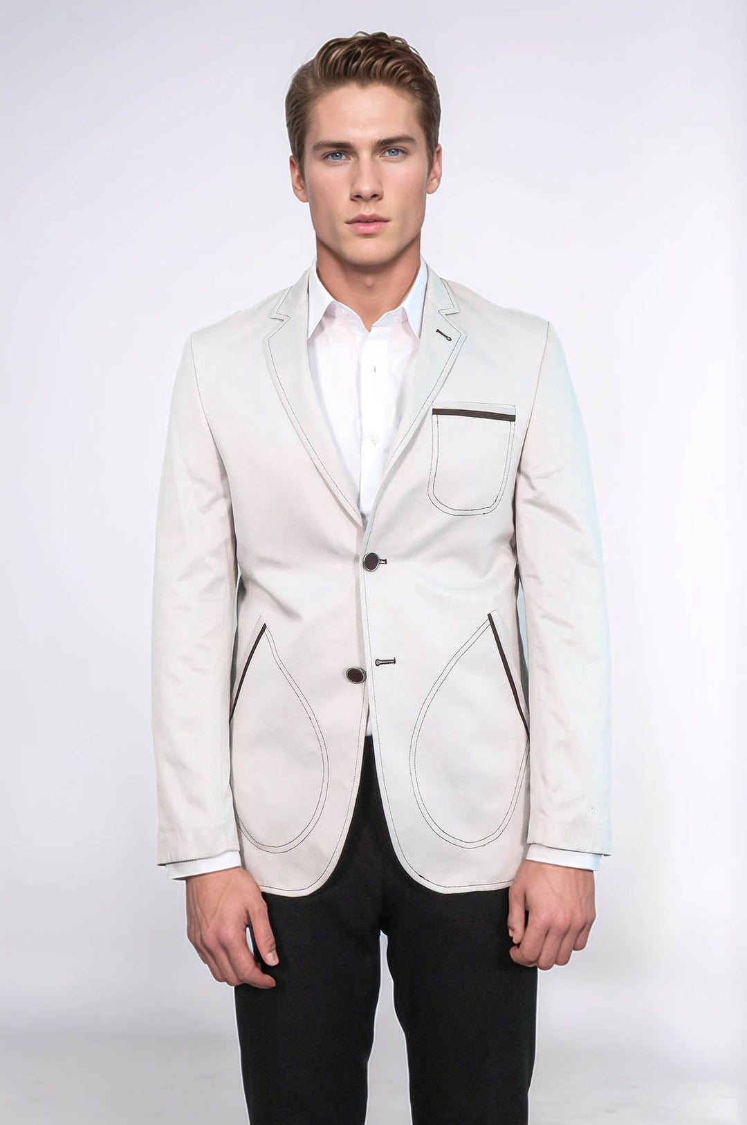 WSS Grey Blazer With Patch Pockets  - Krefeld
