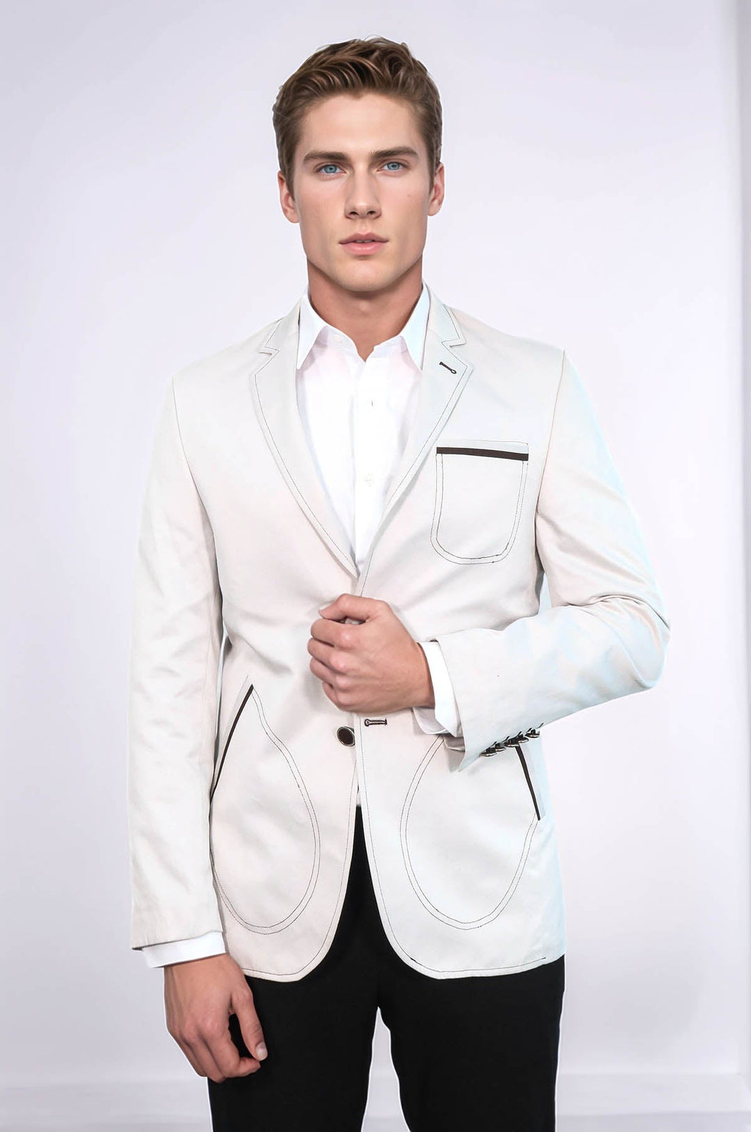 WSS Grey Blazer With Patch Pockets  - Krefeld