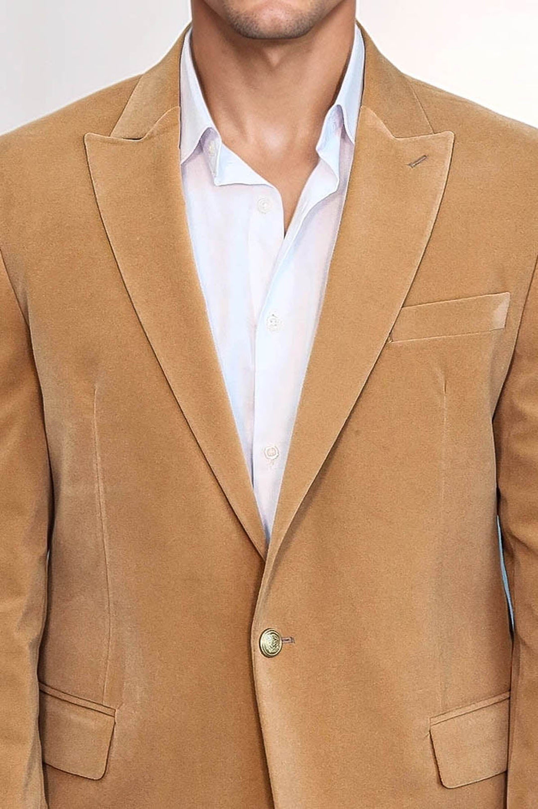 WSS Wide Lapel Velvet Apricot Men Blazer  - Wunstorf