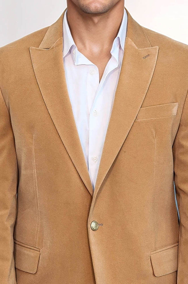 WSS Wide Lapel Velvet Apricot Men Blazer  - Wunstorf