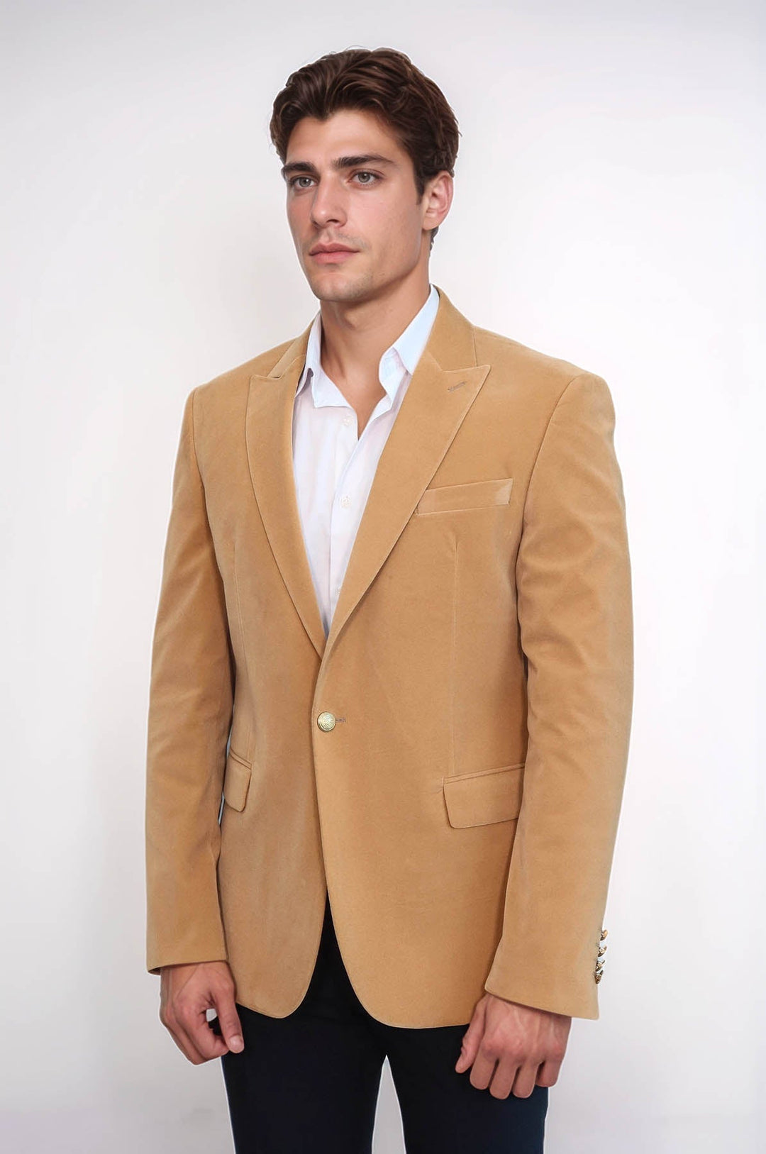 WSS Wide Lapel Velvet Apricot Men Blazer  - Wunstorf