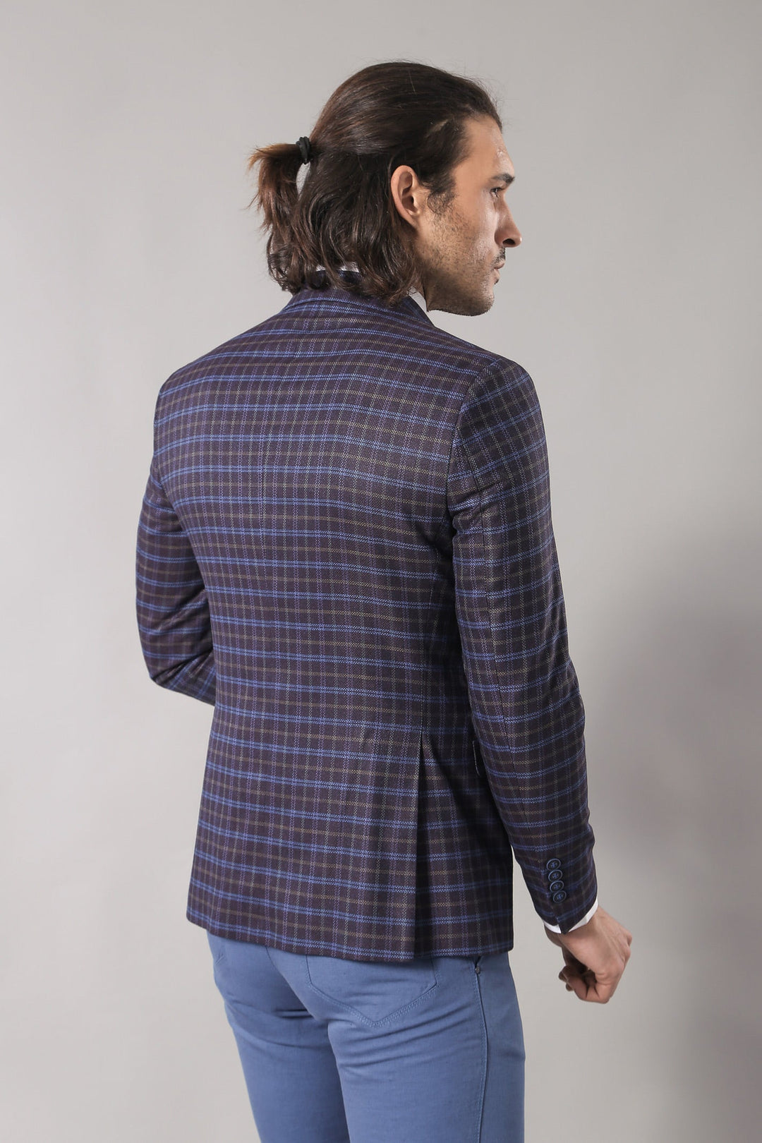 WSS Double Breasted Plaid Burgundy Blazer  - Killeen