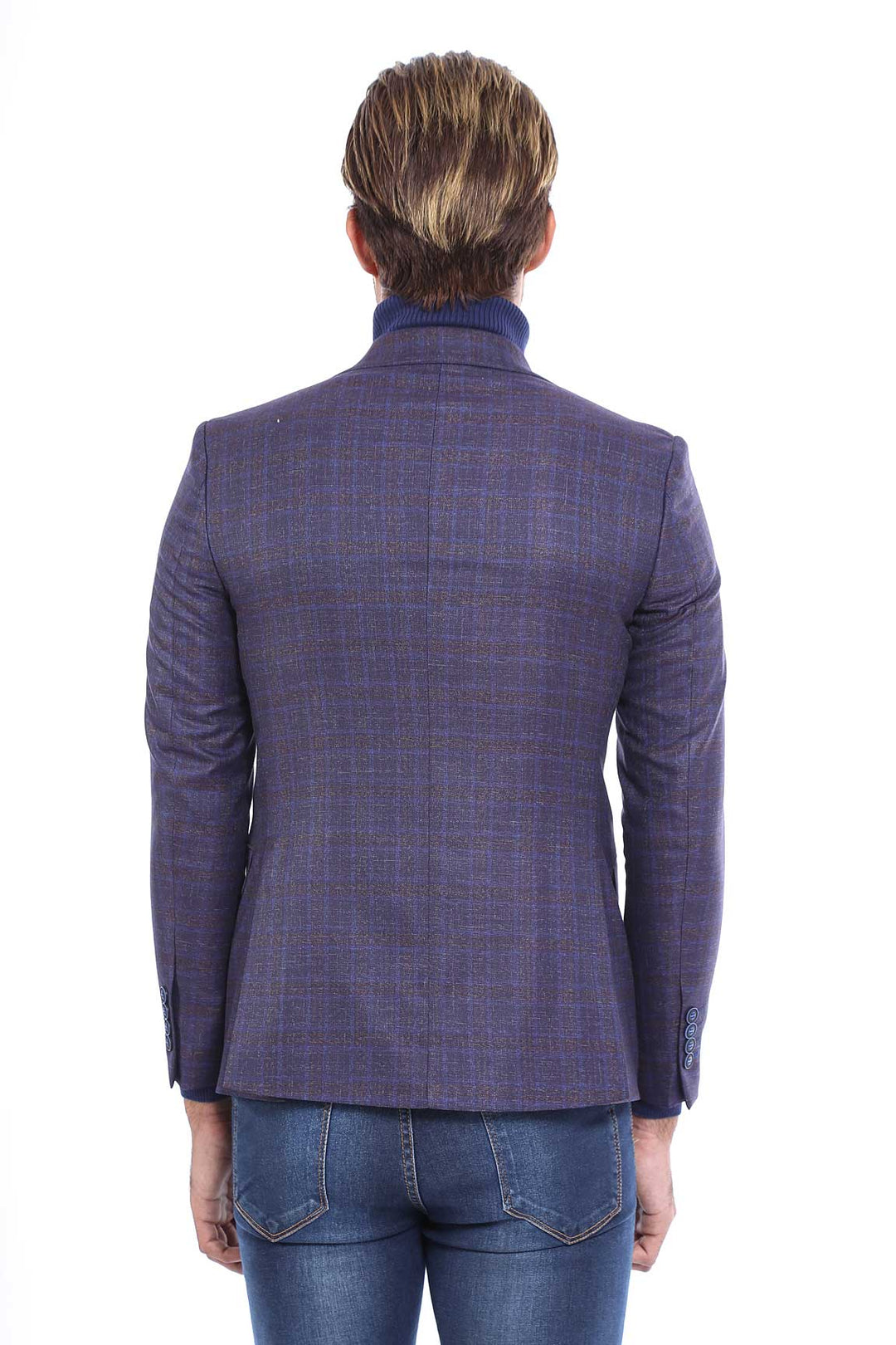 WSS Double Breasted Plaid Burgundy Blazer  - Lake Oswego